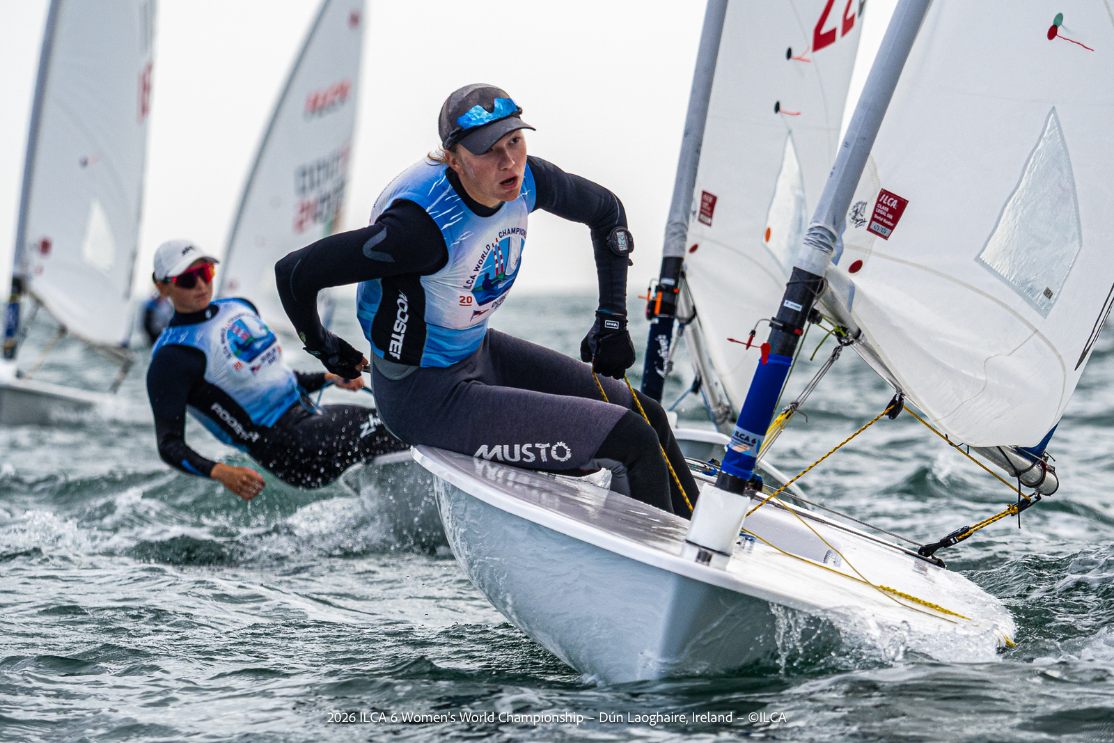 Alina Shapovalova racing among ILCA 6 sailors in Ireland